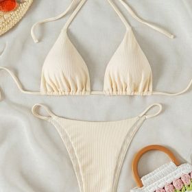 Factory Wholesale Women's Sexy Small Rib Bikini Tie Bikini Set Two Piece Swimsuit Beach Wear (Option: Style8-S)